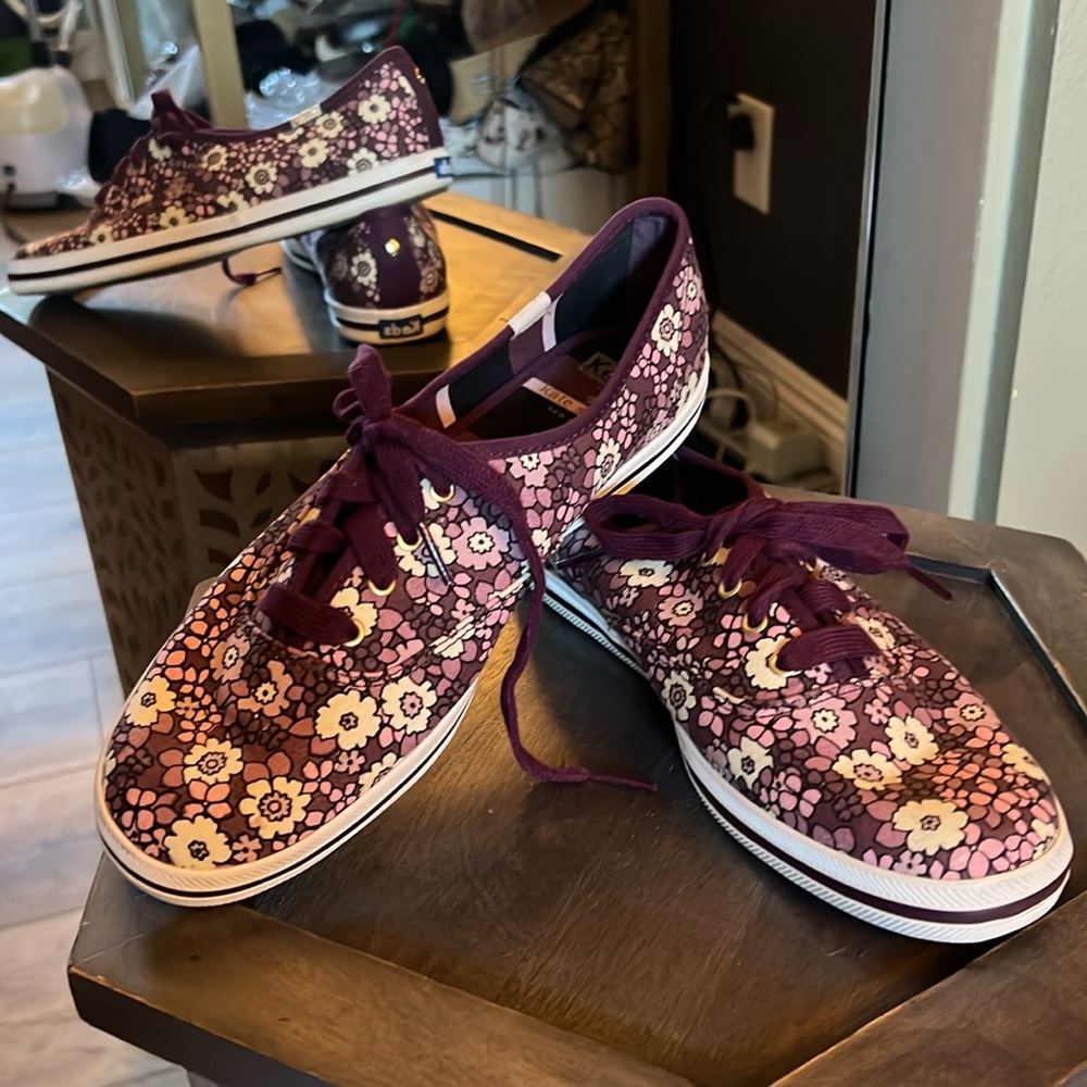 Worn once, Kate Spade, Keds, Floral Print Sneakers Size 8.5